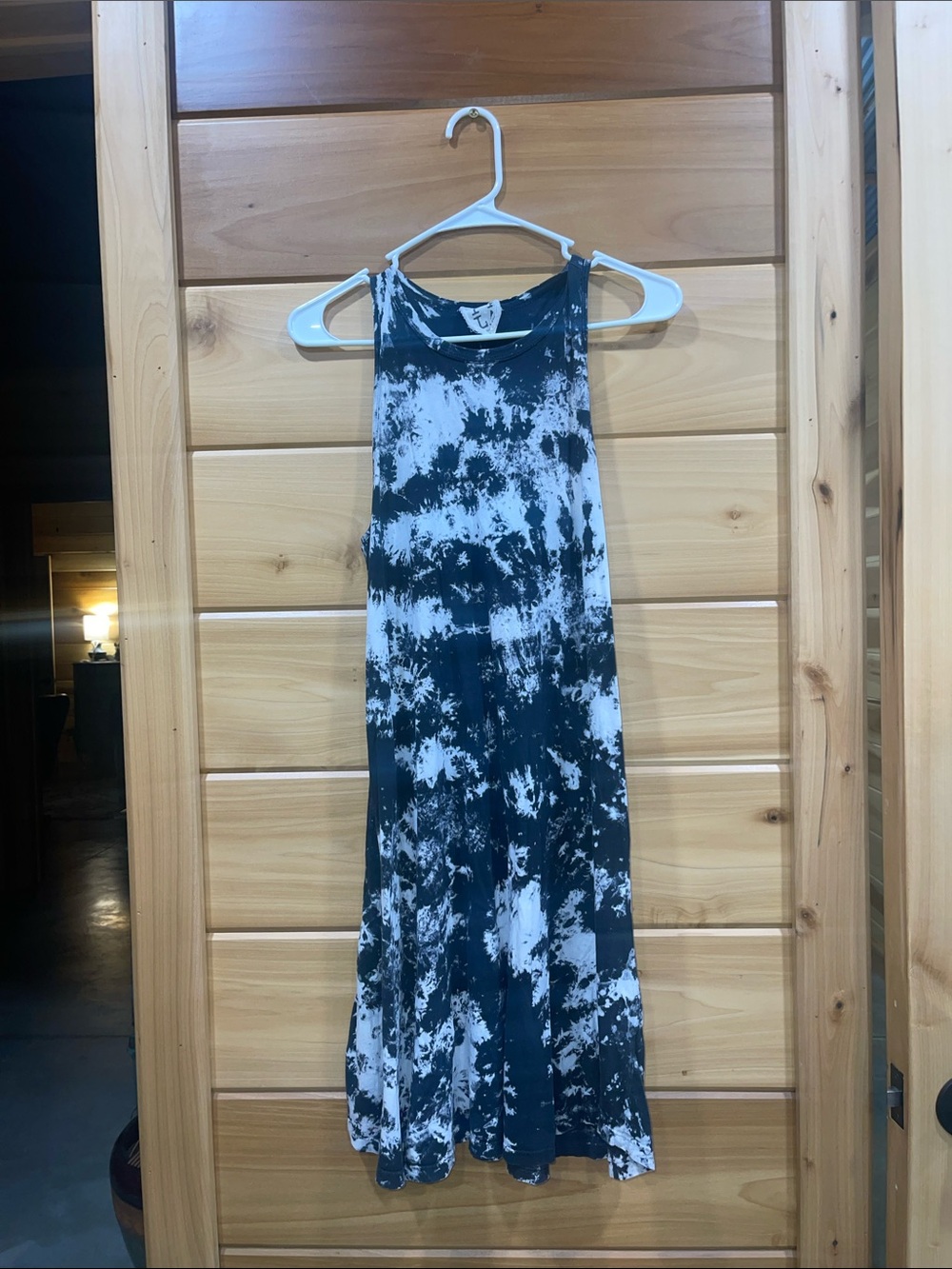 PPLA Black & White Tie-Dye Racerback Maxi Dress